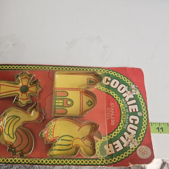 Vintage The Lone Toy Tree Cookie Cutters Church Cross Angel Rooster Made In USA - Picture 4 of 5